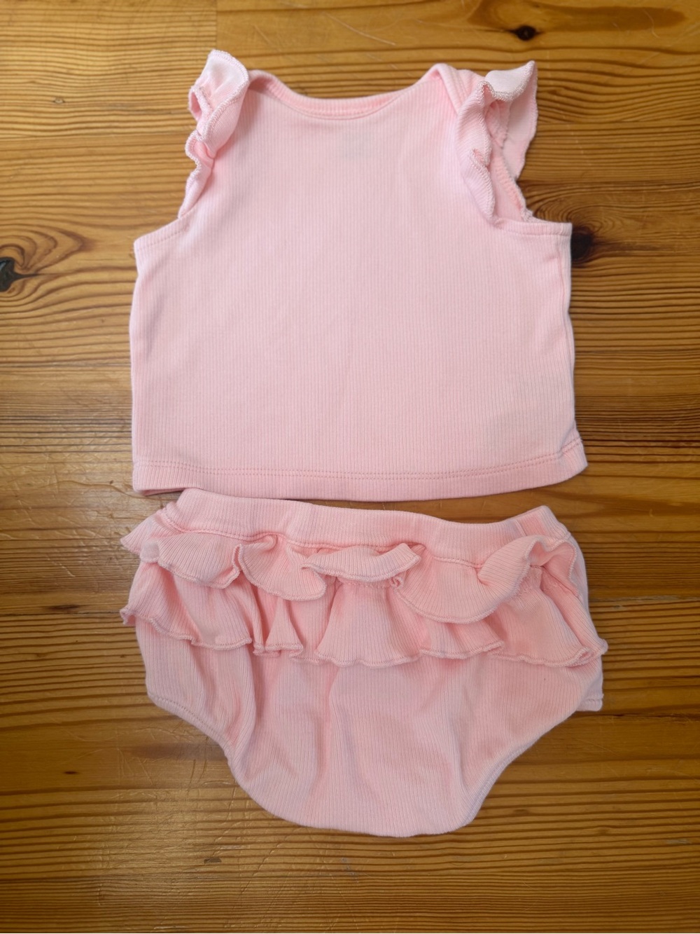 NWOT Pink Ruffle Little Me Organic Cotton Baby Tank & Bloomers Set 6 months